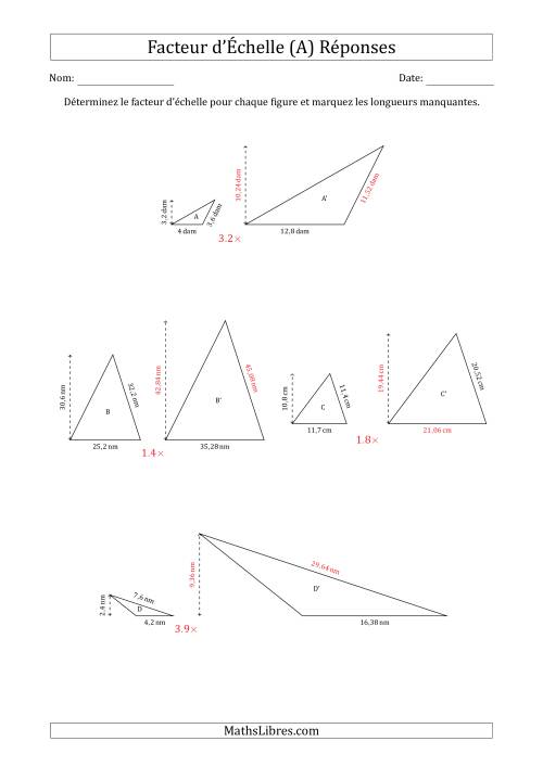 Déterminer les Facteurs d'Échelles des Triangles et Déterminer les Longeurs Manquantes (Facteur d'Échelle à un Intervalle de 0,1) (A) page 2