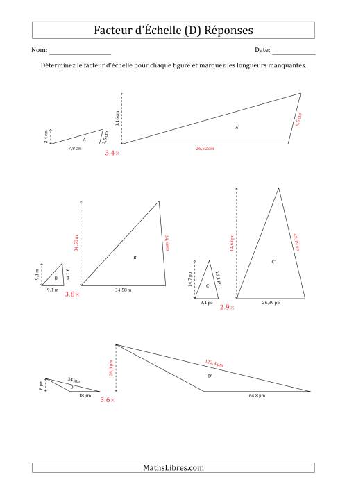 Déterminer les Facteurs d'Échelles des Triangles et Déterminer les Longeurs Manquantes (Facteur d'Échelle à un Intervalle de 0,1) (D) page 2