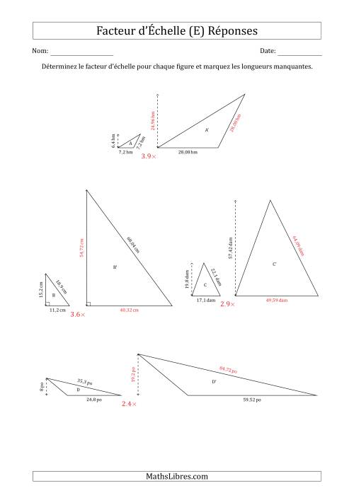Déterminer les Facteurs d'Échelles des Triangles et Déterminer les Longeurs Manquantes (Facteur d'Échelle à un Intervalle de 0,1) (E) page 2