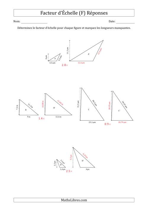 Déterminer les Facteurs d'Échelles des Triangles et Déterminer les Longeurs Manquantes (Facteur d'Échelle à un Intervalle de 0,1) (F) page 2