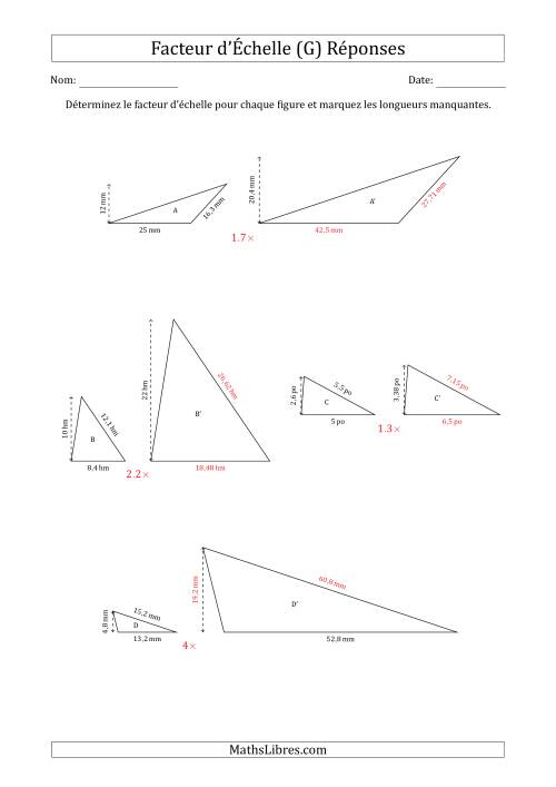 Déterminer les Facteurs d'Échelles des Triangles et Déterminer les Longeurs Manquantes (Facteur d'Échelle à un Intervalle de 0,1) (G) page 2