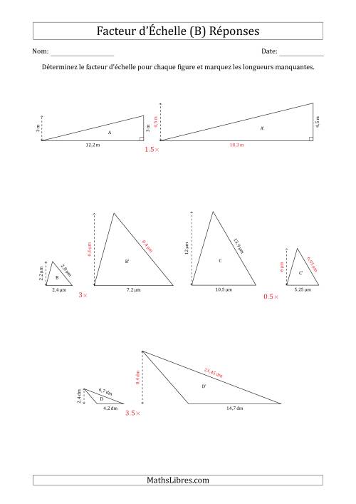 Déterminer les Facteurs d'Échelles des Triangles et Déterminer les Longeurs Manquantes (Facteur d'Échelle à un Intervalle de 0,5) (B) page 2