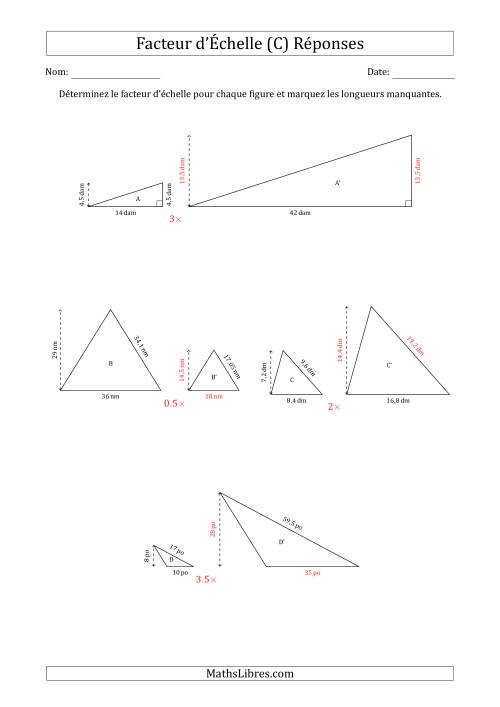 Déterminer les Facteurs d'Échelles des Triangles et Déterminer les Longeurs Manquantes (Facteur d'Échelle à un Intervalle de 0,5) (C) page 2