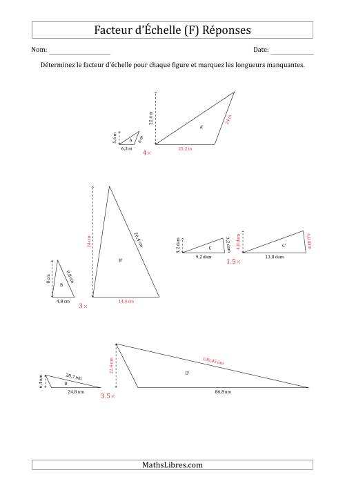 Déterminer les Facteurs d'Échelles des Triangles et Déterminer les Longeurs Manquantes (Facteur d'Échelle à un Intervalle de 0,5) (F) page 2