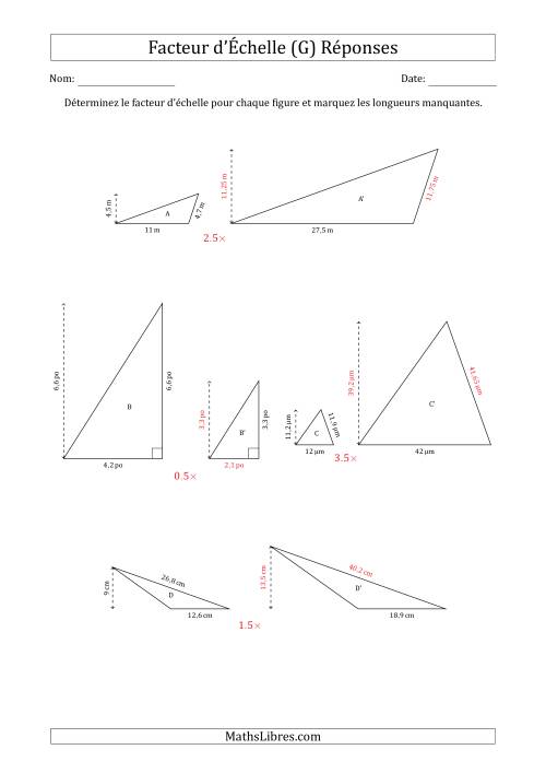 Déterminer les Facteurs d'Échelles des Triangles et Déterminer les Longeurs Manquantes (Facteur d'Échelle à un Intervalle de 0,5) (G) page 2