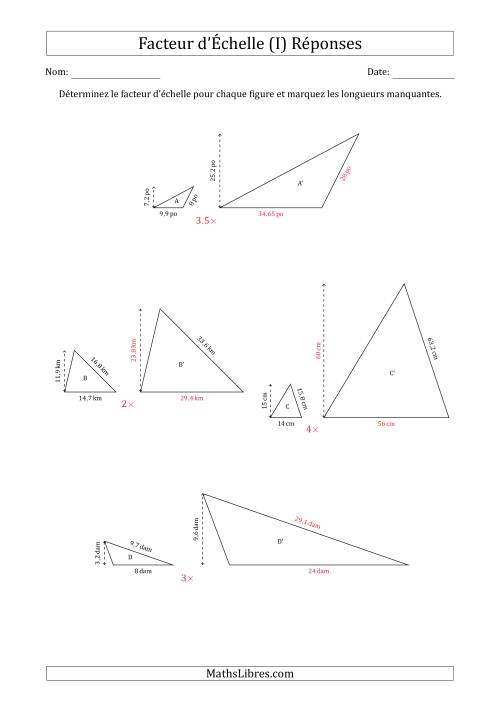 Déterminer les Facteurs d'Échelles des Triangles et Déterminer les Longeurs Manquantes (Facteur d'Échelle à un Intervalle de 0,5) (I) page 2