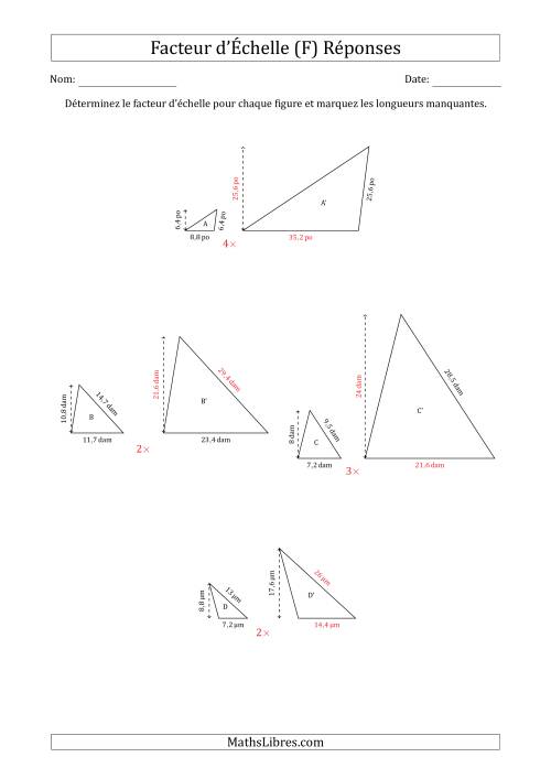 Déterminer les Facteurs d'Échelles des Triangles et Déterminer les Longeurs Manquantes (Facteur d'Échelle en Nombre Entier) (F) page 2