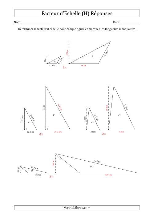 Déterminer les Facteurs d'Échelles des Triangles et Déterminer les Longeurs Manquantes (Facteur d'Échelle en Nombre Entier) (H) page 2