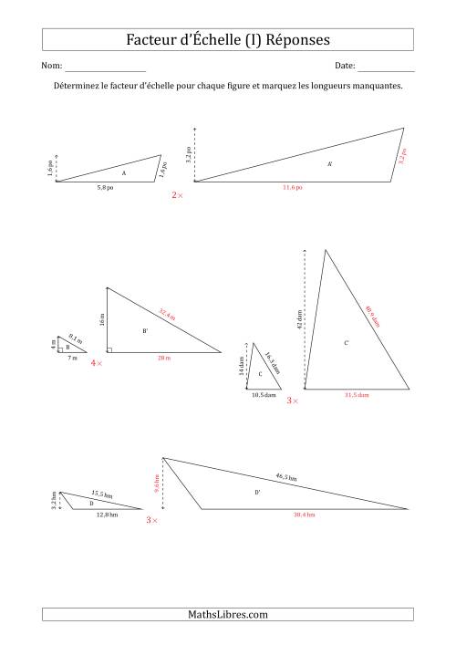 Déterminer les Facteurs d'Échelles des Triangles et Déterminer les Longeurs Manquantes (Facteur d'Échelle en Nombre Entier) (I) page 2