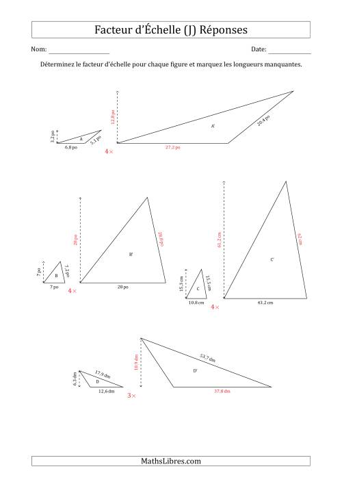 Déterminer les Facteurs d'Échelles des Triangles et Déterminer les Longeurs Manquantes (Facteur d'Échelle en Nombre Entier) (J) page 2