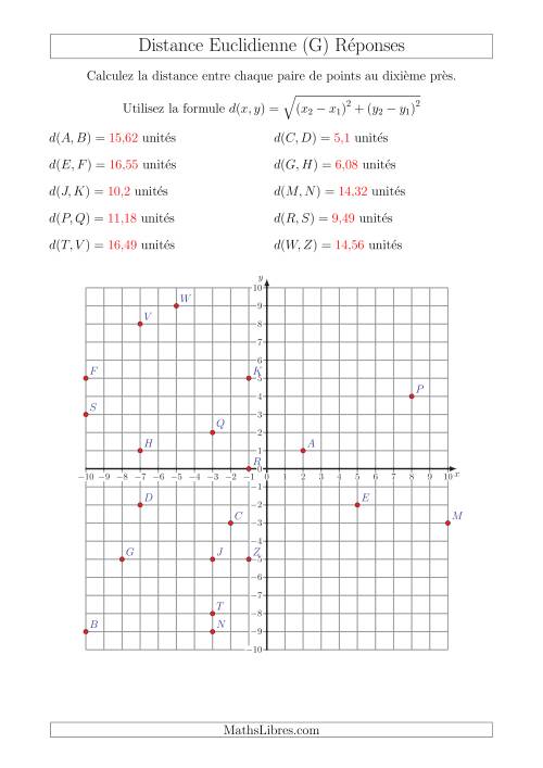 Calcul de la Distance Entre Deux Points à l'Aide du Théorème de Pythagore (G) page 2