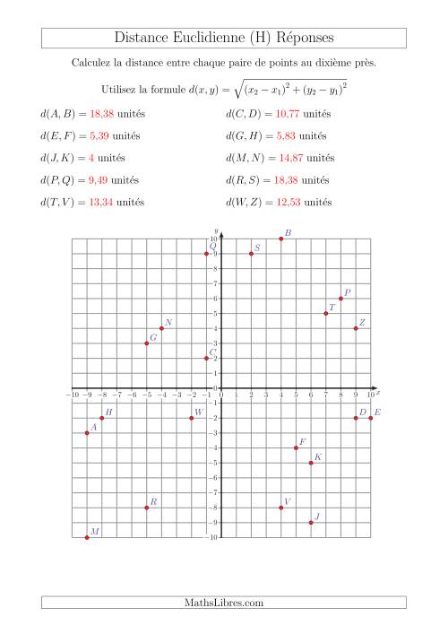 Calcul de la Distance Entre Deux Points à l'Aide du Théorème de Pythagore (H) page 2