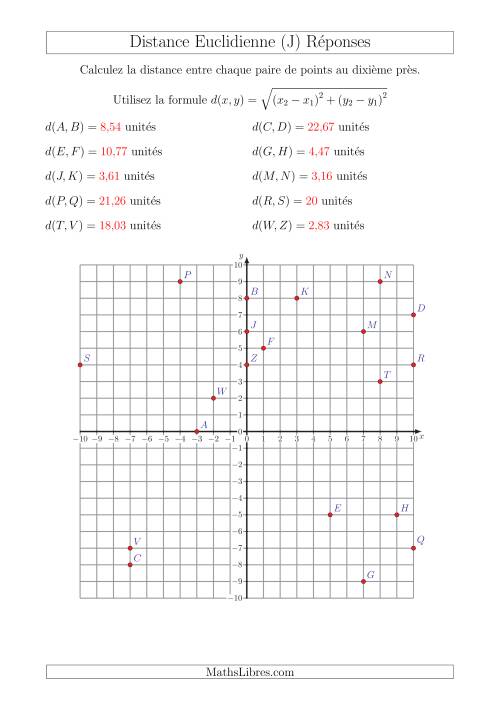 Calcul de la Distance Entre Deux Points à l'Aide du Théorème de Pythagore (J) page 2
