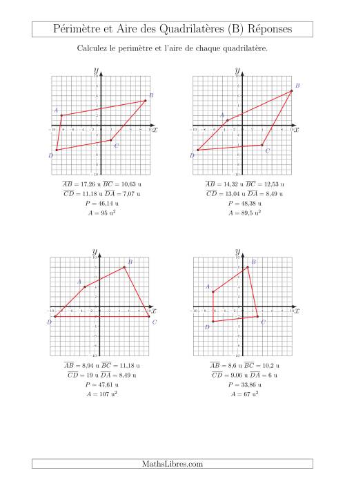 Calcul du Périmètre et de l'Aire des Triangles sur un Plan de Quadrilatères (B) page 2