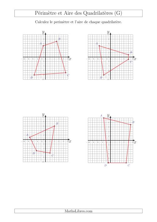 Calcul du Périmètre et de l'Aire des Triangles sur un Plan de Quadrilatères (G)
