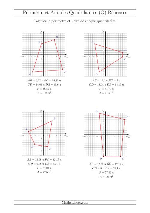 Calcul du Périmètre et de l'Aire des Triangles sur un Plan de Quadrilatères (G) page 2