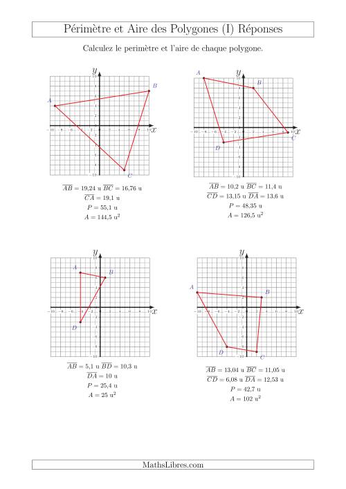 Calcul du Périmètre et de l'Aire des Triangles et Quadrilatères sur un Plan de Coordonnées (I) page 2