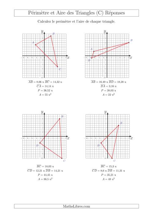 Calcul du Périmètre et de l'Aire des Triangles sur un Plan de Coordonnées (C) page 2