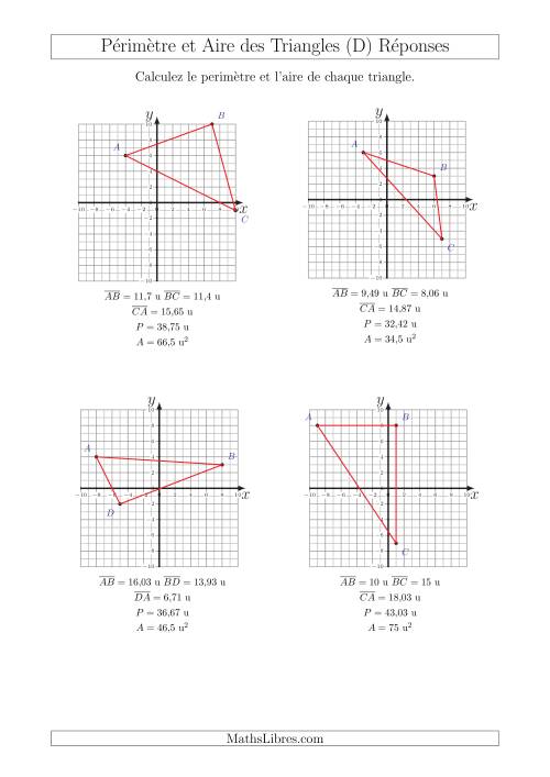 Calcul du Périmètre et de l'Aire des Triangles sur un Plan de Coordonnées (D) page 2