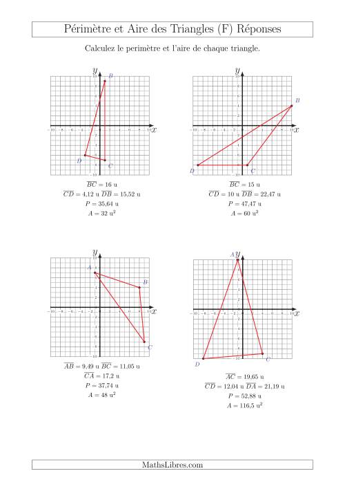 Calcul du Périmètre et de l'Aire des Triangles sur un Plan de Coordonnées (F) page 2