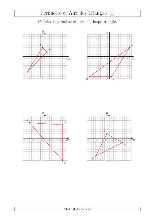 Calcul du Périmètre et de l'Aire des Triangles sur un Plan de Coordonnées (I)