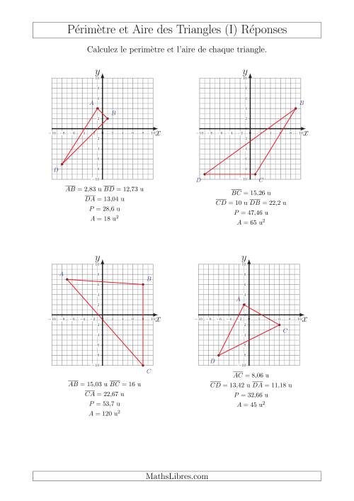 Calcul du Périmètre et de l'Aire des Triangles sur un Plan de Coordonnées (I) page 2