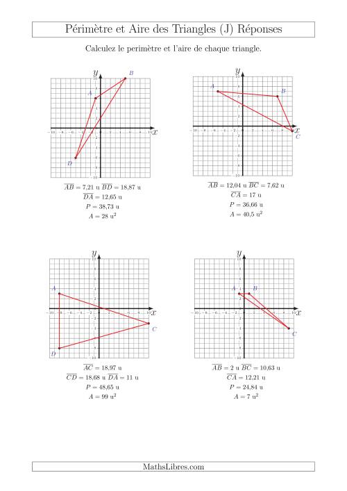 Calcul du Périmètre et de l'Aire des Triangles sur un Plan de Coordonnées (J) page 2
