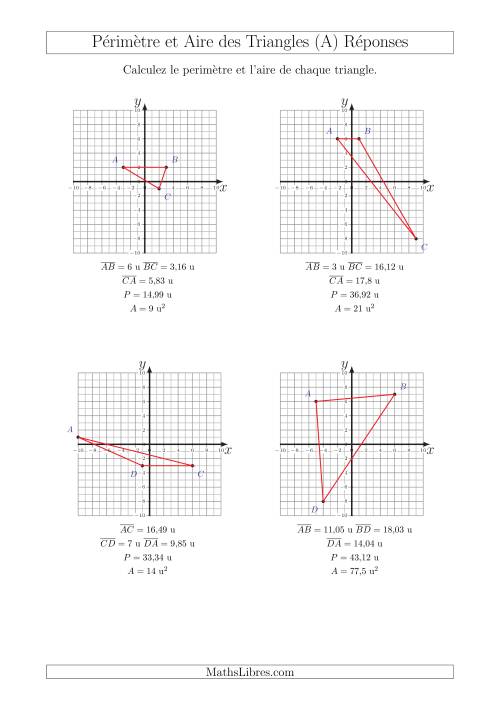 Calcul du Périmètre et de l'Aire des Triangles sur un Plan de Coordonnées (Tout) page 2