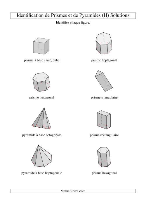 Identification de Prismes et de Polyèdres (H) page 2