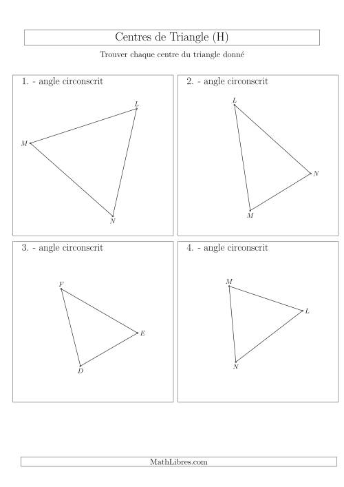 Angles Circonscrits des Triangles Aiguës (H)