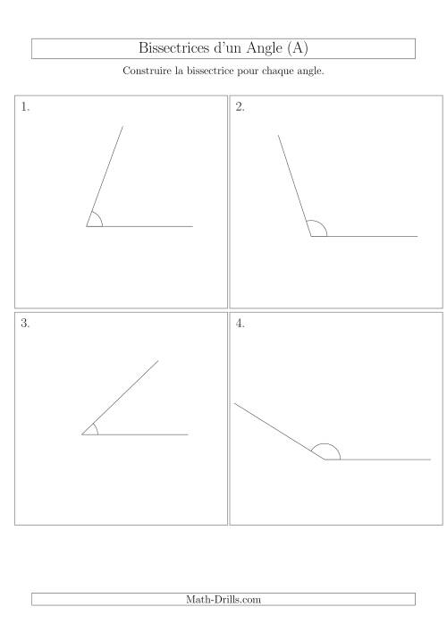 Bissectrices d'un Angle (Sans des Angles Tournés Aléatoirement) (A)