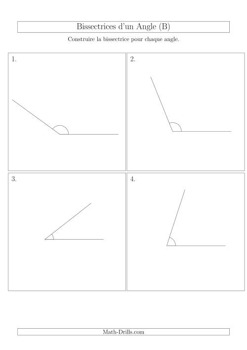 Bissectrices d'un Angle (Sans des Angles Tournés Aléatoirement) (B)