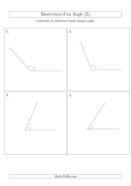 Bissectrices d'un Angle (Sans des Angles Tournés Aléatoirement) (E)