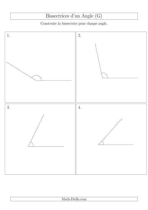 Bissectrices d'un Angle (Sans des Angles Tournés Aléatoirement) (G)