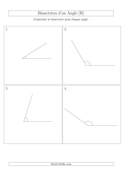 Bissectrices d'un Angle (Sans des Angles Tournés Aléatoirement) (H)