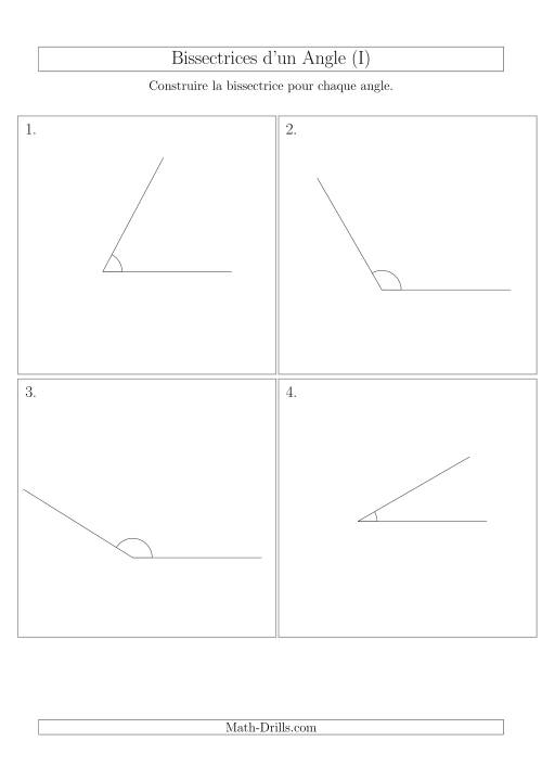Bissectrices d'un Angle (Sans des Angles Tournés Aléatoirement) (I)