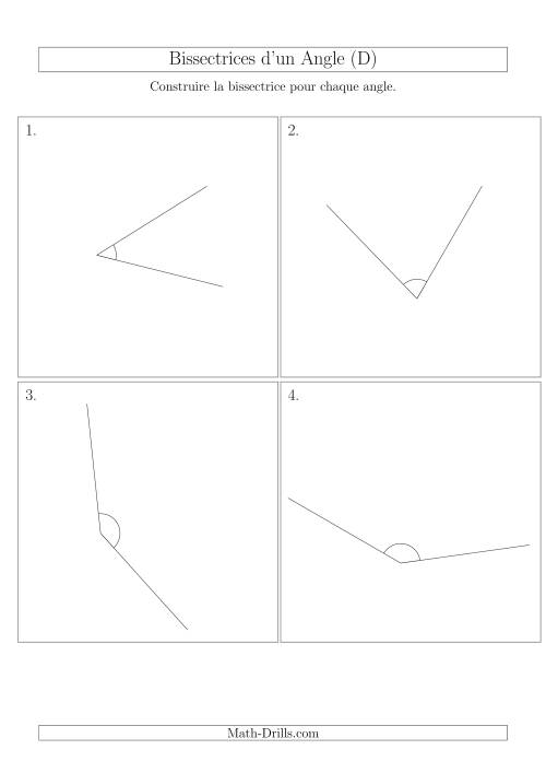 Bissectrices d'un Angle (Avec des Angles Tournés Aléatoirement) (D)