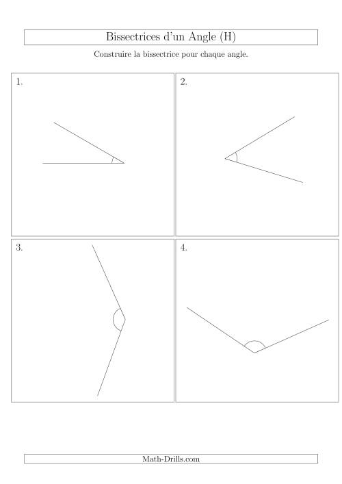 Bissectrices d'un Angle (Avec des Angles Tournés Aléatoirement) (H)