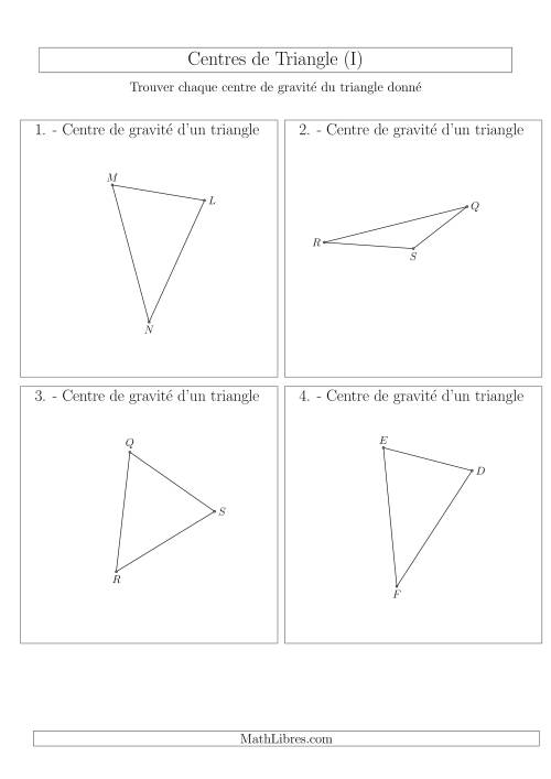 Centres de Gravité des Triangles Aiguës et Obtus (I)