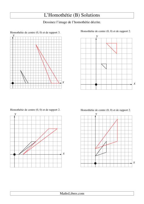 Homothéties de figures à 3 sommets par rapport à l'origine -- 1er quadrant (B) page 2