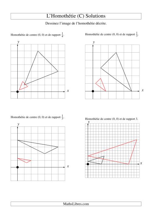 Homothéties de figures à 3 sommets par rapport à l'origine -- 1er quadrant (C) page 2