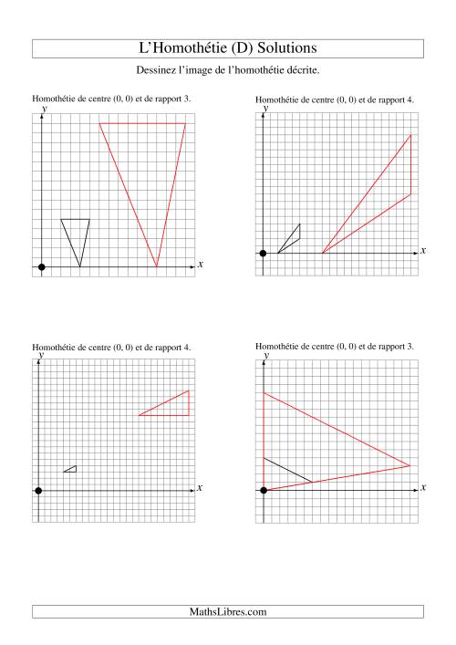 Homothéties de figures à 3 sommets par rapport à l'origine -- 1er quadrant (D) page 2