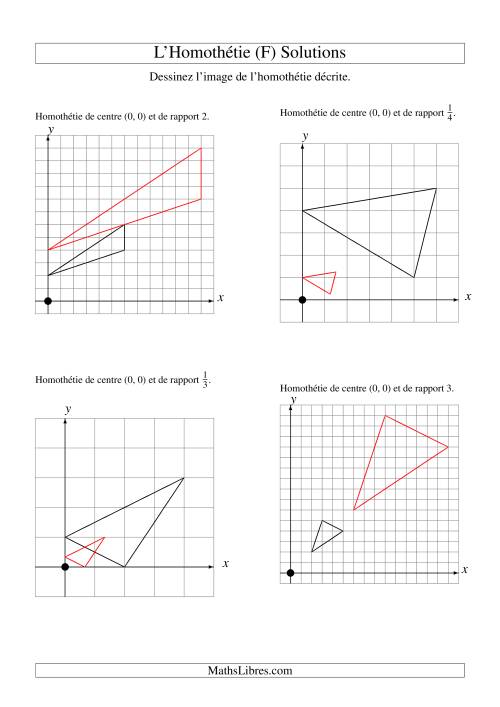 Homothéties de figures à 3 sommets par rapport à l'origine -- 1er quadrant (F) page 2