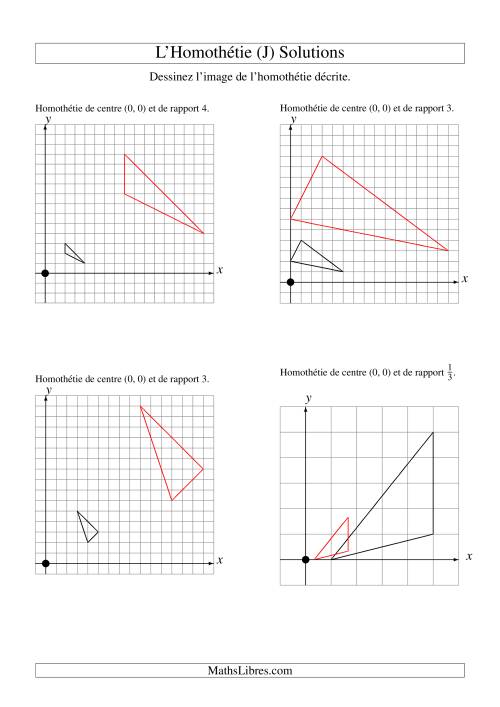 Homothéties de figures à 3 sommets par rapport à l'origine -- 1er quadrant (J) page 2