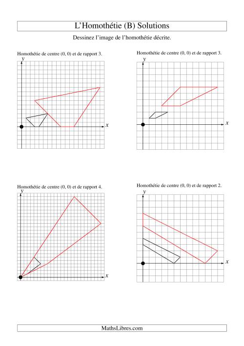 Homothéties de figures à 4 sommets par rapport à l'origine -- 1er quadrant (B) page 2