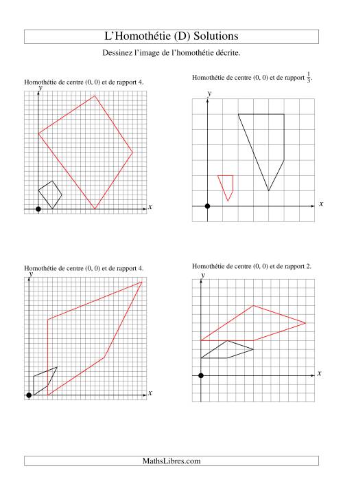 Homothéties de figures à 4 sommets par rapport à l'origine -- 1er quadrant (D) page 2