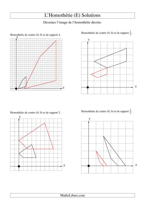 Homothéties de figures à 4 sommets par rapport à l'origine -- 1er quadrant (E) page 2