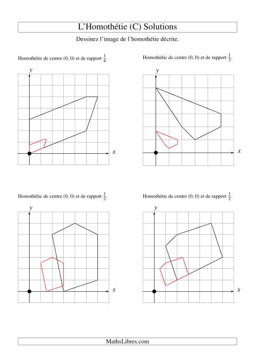 Homothéties de figures à 5 sommets par rapport à l'origine -- 1er quadrant (C) page 2