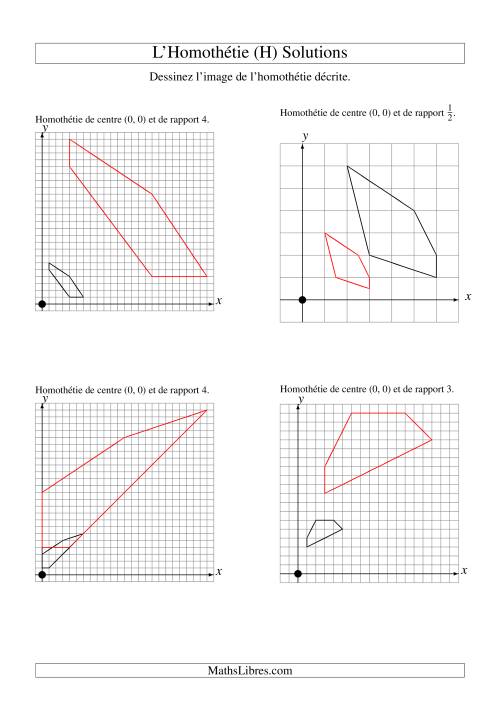Homothéties de figures à 5 sommets par rapport à l'origine -- 1er quadrant (H) page 2