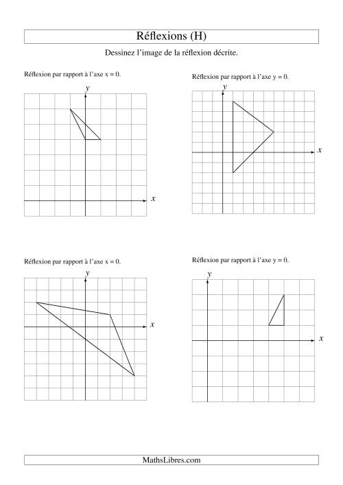 Réflexion de figures à 3 sommets sur les axes x = 0 et y = 0 (H)